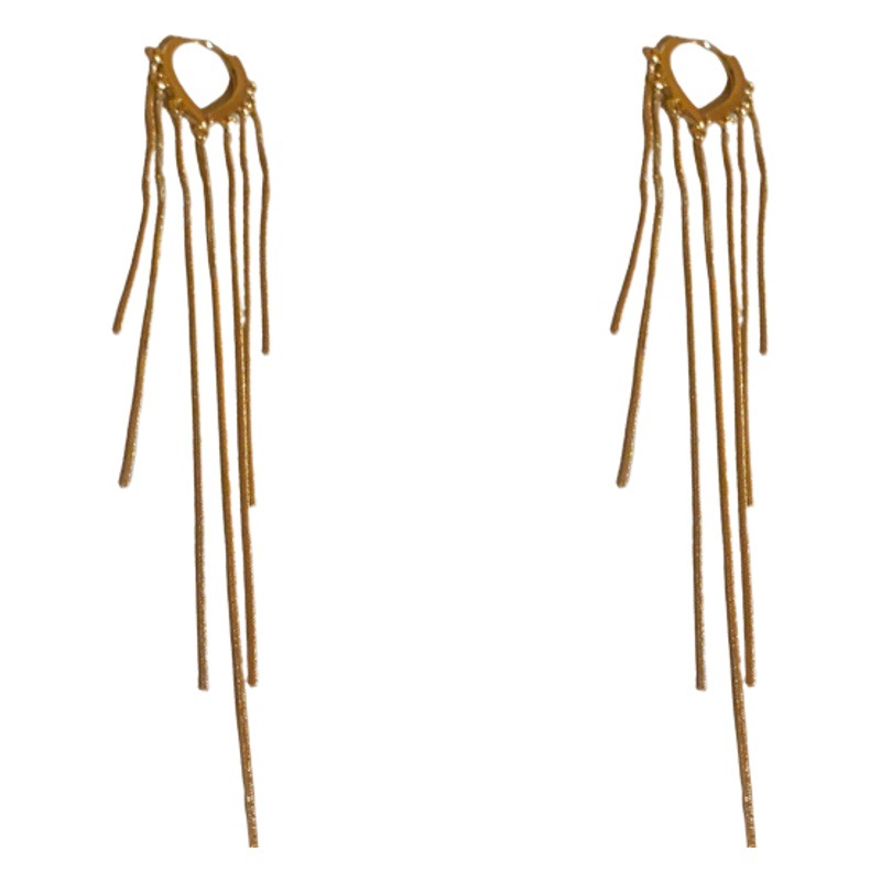 Oro real galvanizada gota de agua larga borla pendientes de moda de alto grado de metal simple estilo de luz pendientes de lujo
