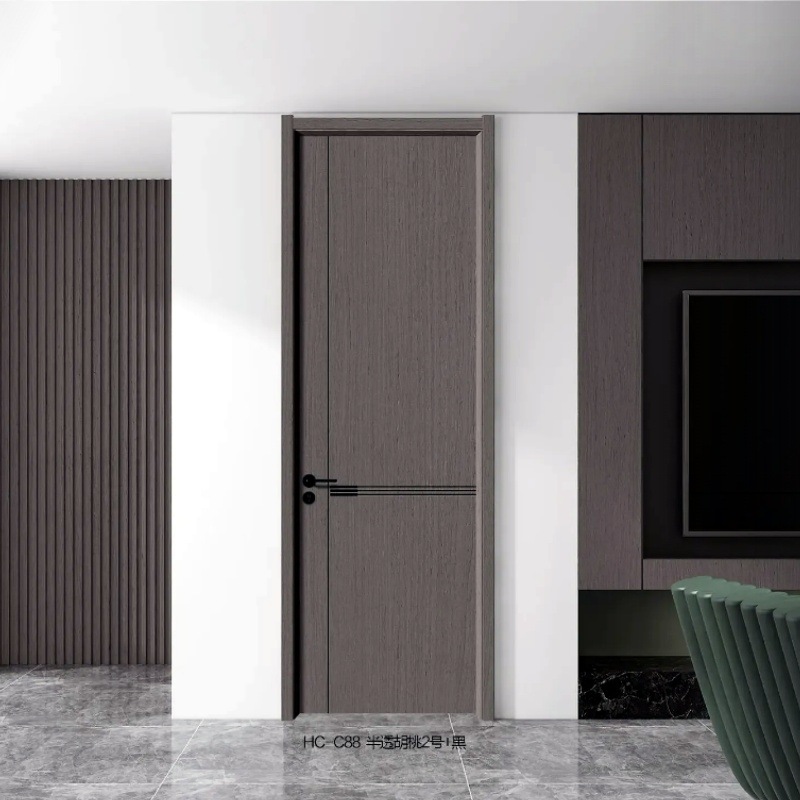 Puerta compuesta de madera maciza Puerta pintada simple moderna Puerta ecológica interior Puerta de dormitorio insonorizada Puerta de instalación de hotel Puerta de ingeniería
