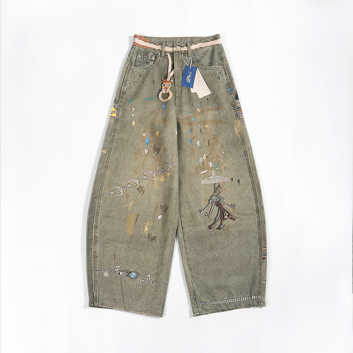 ETAI Hombre| Alta calidad suelta machete jeans marca de moda hombre sensación de alta calidad 3D impresión casual pantalones para hombre