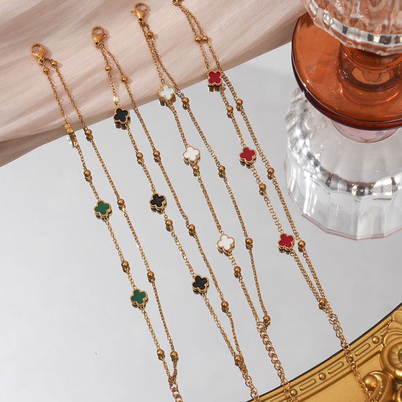 Cross-border Hot Sale Four-leaf Clover All-body Titanium Steel Bracelet Light Luxury High-end Women's Simple Niche Color-free Hand Jewelry