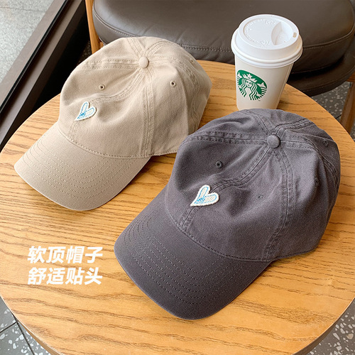 Love baseball cap for girls, large size, big head circumference, soft top cap, round face, square face, wearable Korean style cute hat for men