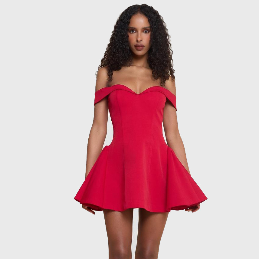 2024 otoño y invierno de Europa y América ropa de mujer transfronteriza nueva moda sexy un cuello vestido delgado vestido corto