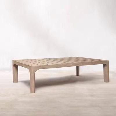 Sofá nórdico de teca al aire libre, sofá de patio al aire libre, impermeable y protector solar, sofá de ratán al aire libre, sofá de madera maciza