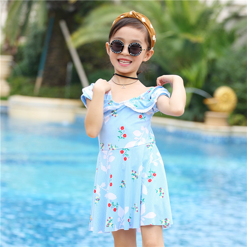 2021小碎花女童儿童泳装连体小童裙式女孩平角可爱公主游泳衣|ms