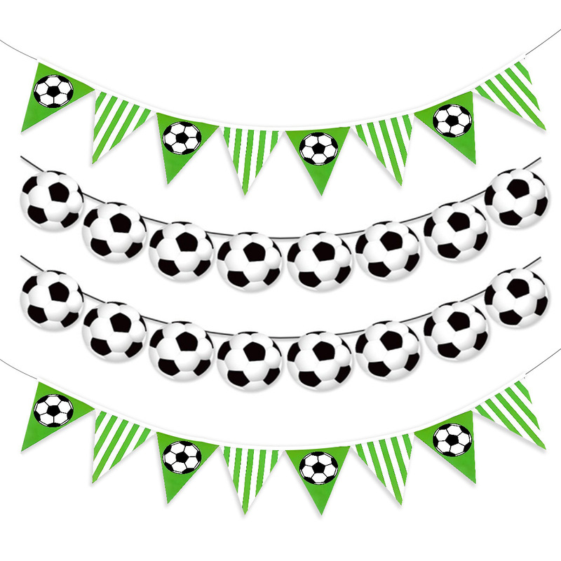 Cross-Border Football Decorative Garland Football String Flags Striped Triangle Banner Scene Arrangement Sports Event Theme