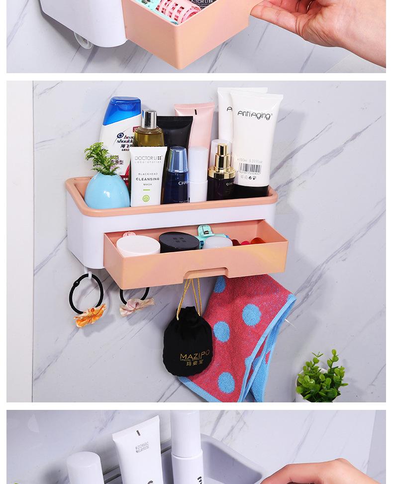 The cosmetic jewelry box shelving and bathroom hook shelving are convenient to use, have a large capacity, are detachable and easy to clean detail image 14