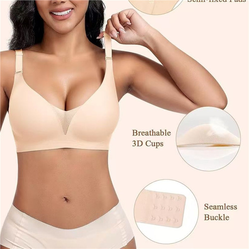 Pull-up soft support seamless underwear female deep V mesh gathered on top to prevent sagging, no steel ring
