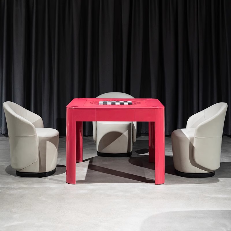 Mesa de mahjong manual de lujo ligero italiano, villa casera, mesa de gorrión de lavado de manos, mesa de ajedrez de póquer rojo de 1 metro