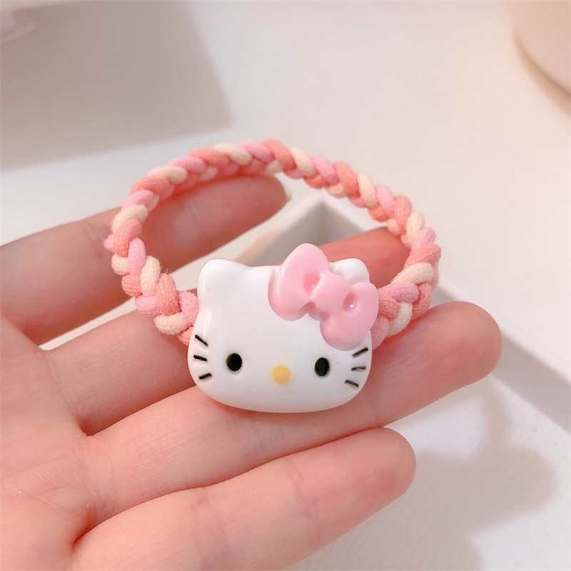 Caricatura gatito cinta de goma cuerda para el cabello de la niña corazón lindo de alta elasticidad cuerda para la cabeza de gatito rojo en línea anillo para el cabello accesorios de cabello
