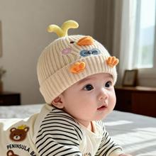 宝宝可爱帽子秋冬季保暖加厚针织套头帽男婴女儿童防风毛线护耳帽
