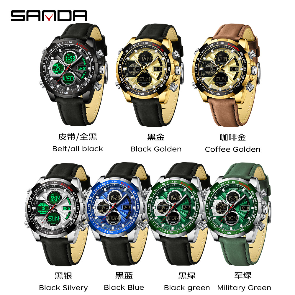 SANDA SANDA 5105 caliente reloj de hombre esfera grande doble luz nocturna relojes de estudiantes varones relojes deportivos casuales