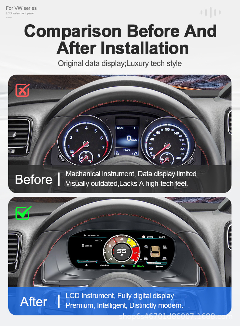 Suitable for 2009-2016 Volkswagen Scirocco Car Lcd Dashboard Modification Digital Odometer