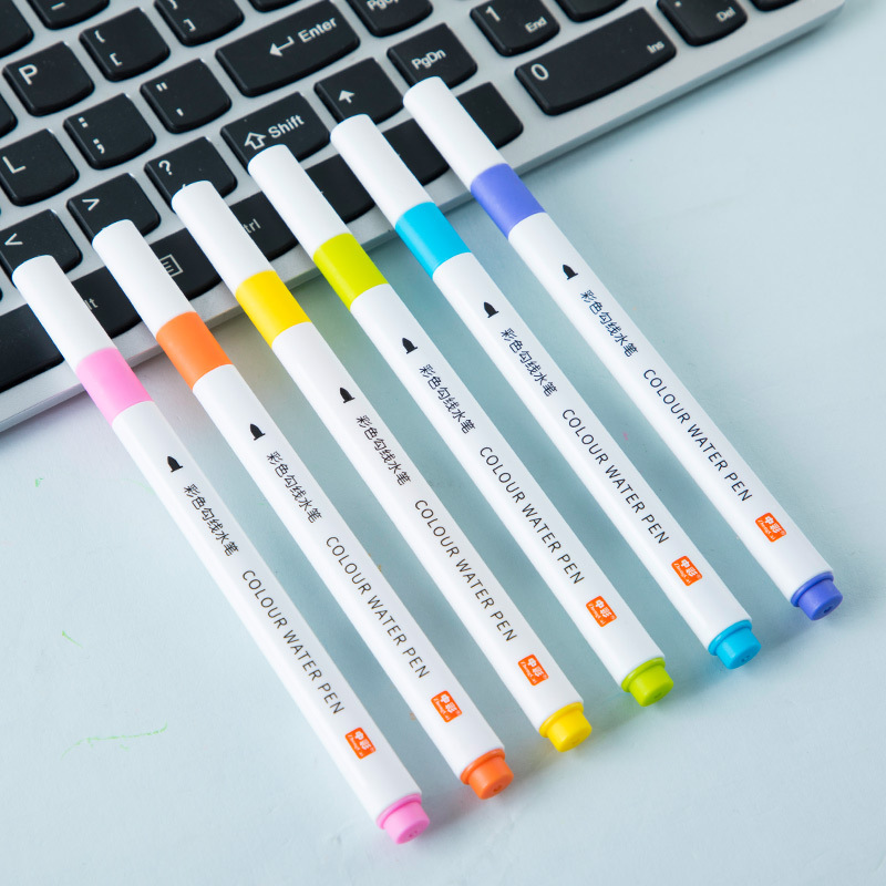 Papelería creativa 835-6 mano cuenta gancho pluma agua-basada DIY mano cuenta aprendizaje clave marca marcador 6 colores traje