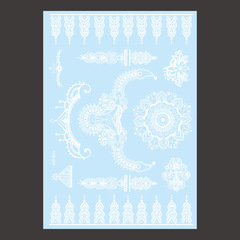 Cross-border supply white lace tattoo sticker waterproof henna finger mandala pattern sexy water transfer decal