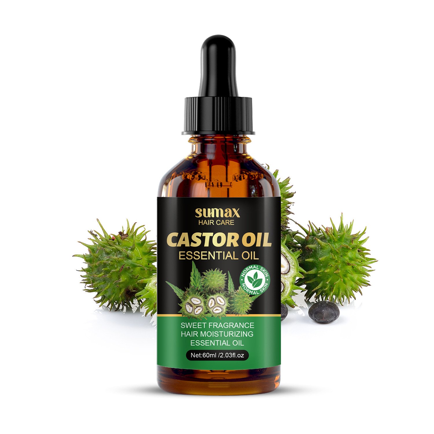 クロスボーダー専用英語包装SUMAXブラウンボトルひまし油ヘアケア精油60ml