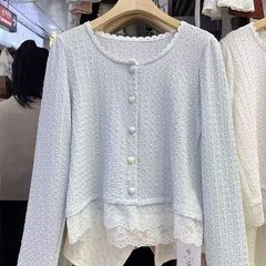 2025春季新款独特洋气蕾丝花边衬衫大码女装年轻显瘦长袖小衫上衣