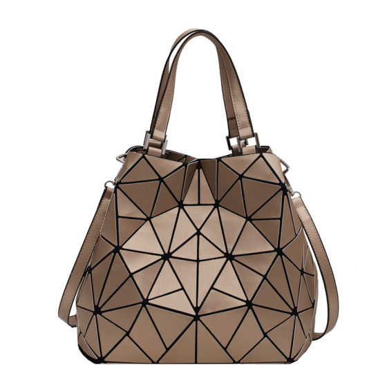 Solid Color Women's Diamond Geometric Pattern Handbag Korean Fashion Shoulder Crossbody Bag Women's Folding Bucket Bag