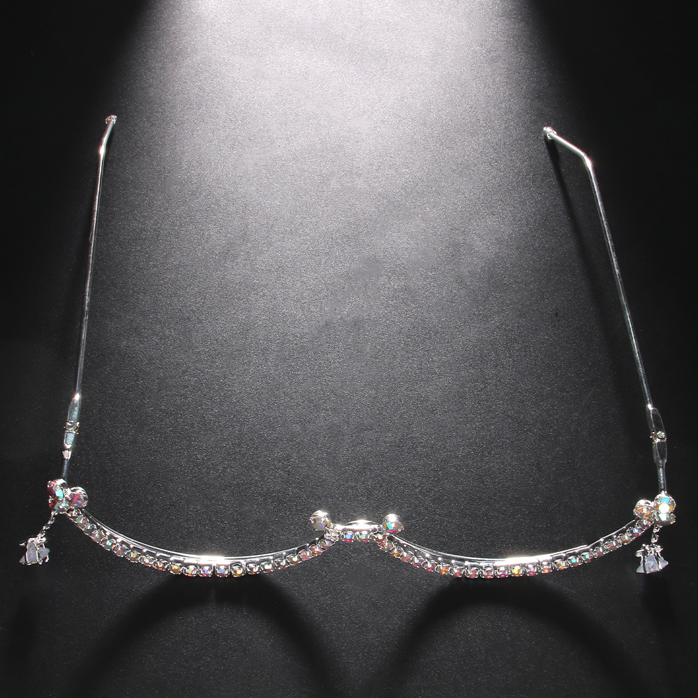 Moda europea y americana rhinestone gafas marco personalidad hip hop plegable estrella de cinco puntas colgante gafas marco joyería de moda para las mujeres