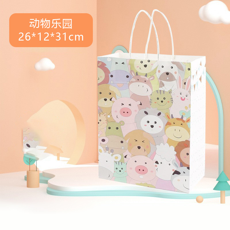 Bolsa de regalo linda de dibujos animados ins bolsa de regalo portátil bolsa de regalo de cumpleaños de papel bolso de tamaño pequeño de tamaño grande y mediano