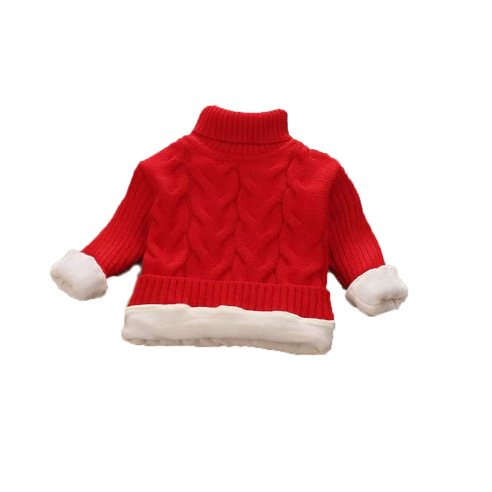 기모 터틀넥 빨간 대마 꽃