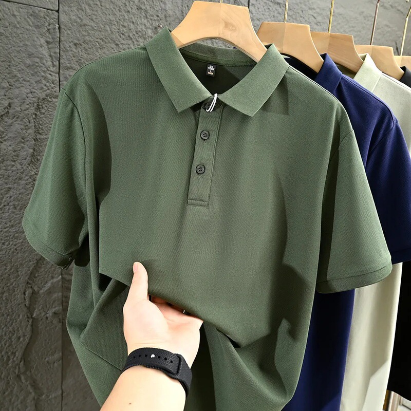 Summer New Versatile Commuter Tech Salona Polo Shirt Men's Solid Color Short-Sleeve T-Shirt Polo Shirt Trendy