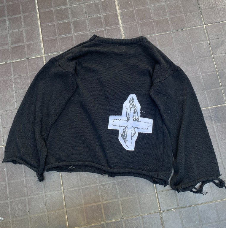 Transfronterizos otoño y invierno estilo americano retro oscuro sensación de diseño araña collage suéter hombre y mujer desgastado chaqueta de punto de moda