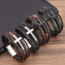 P 48691 Cross Leather Bracelet Men �羳ŷ������ѷ����ͨ
