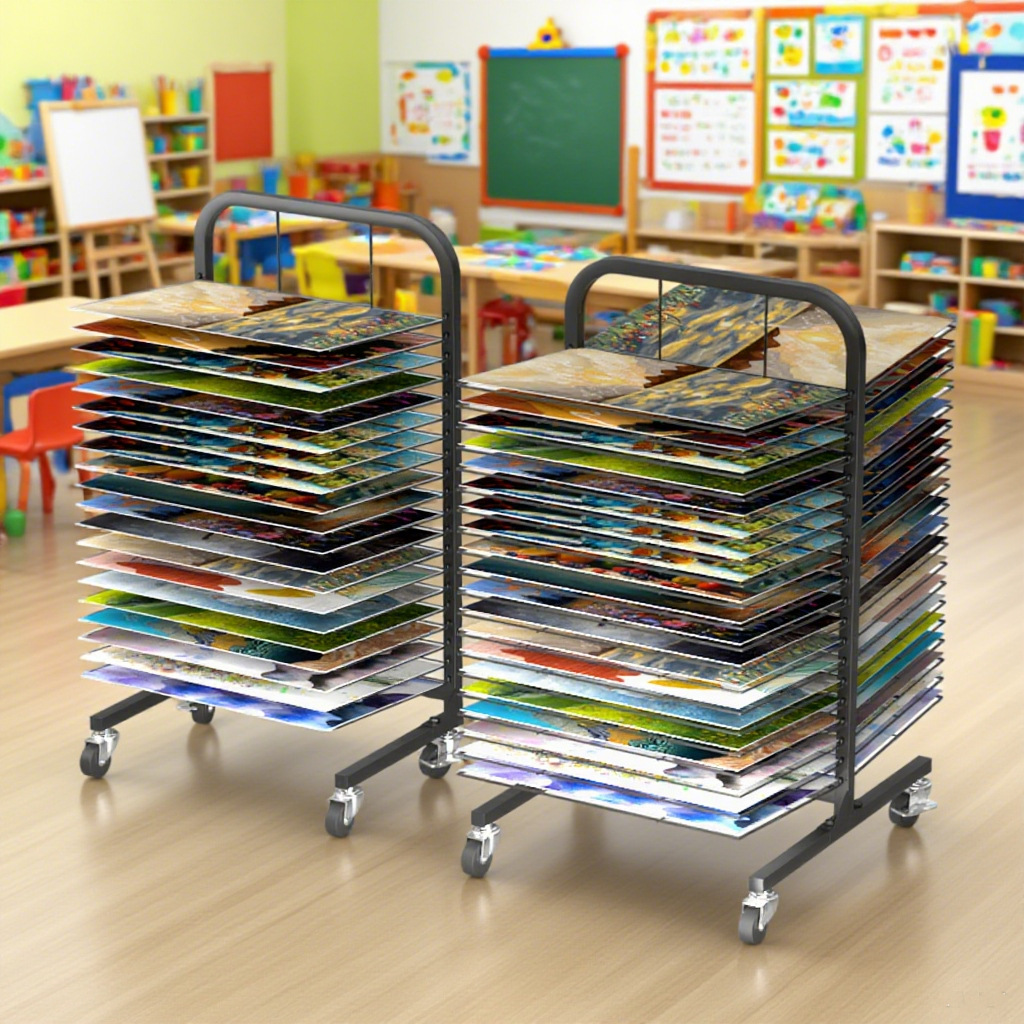 晾画架美术画室8KA4A3纸放置收纳晒画架晒干架多层丝网展示晾画架