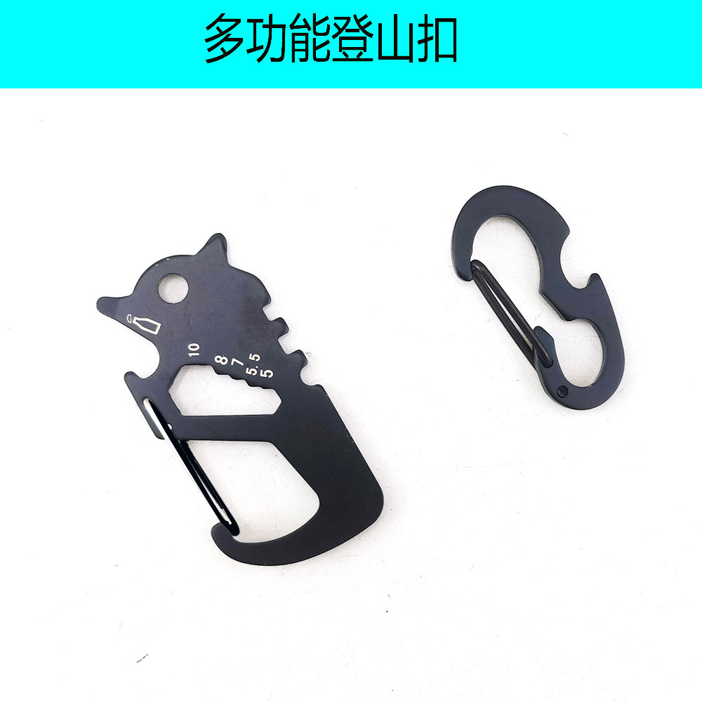 Outdoor camping mountaineering buckle stainless steel mountaineering buckle climbing buckle hexagonal wrench multi-function tool mountaineering buckle