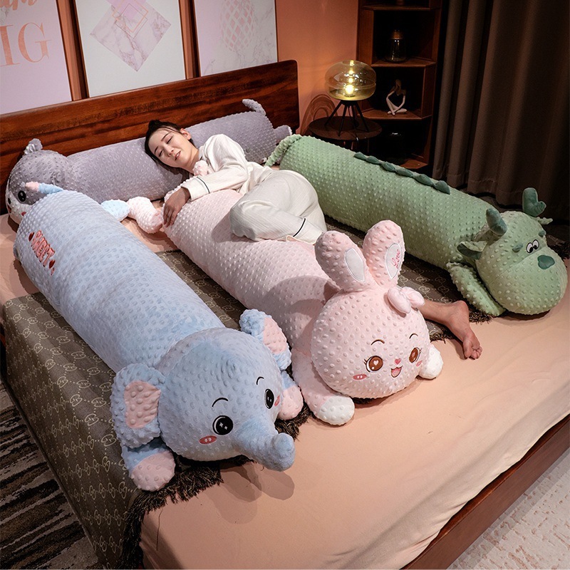 横向き寝用の男の子と女の子用のベッドで寝るためのうつ伏せのビーニーベルベットの象、横向き寝用の脚枕、長い枕、大きな背もたれの布人形|undefined