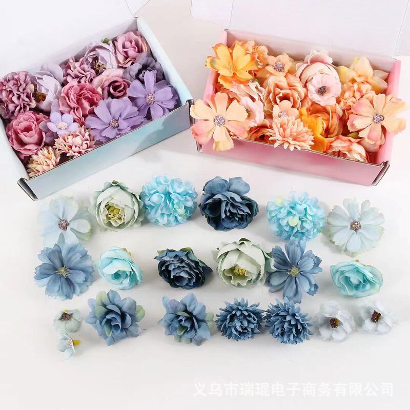 20-Piece Set of Artificial Flowers DIY Materials, Artificial Flowers, Realistic Flowers with a High-End Feel, Realistic Wedding Flowers, Gift Box Decoration