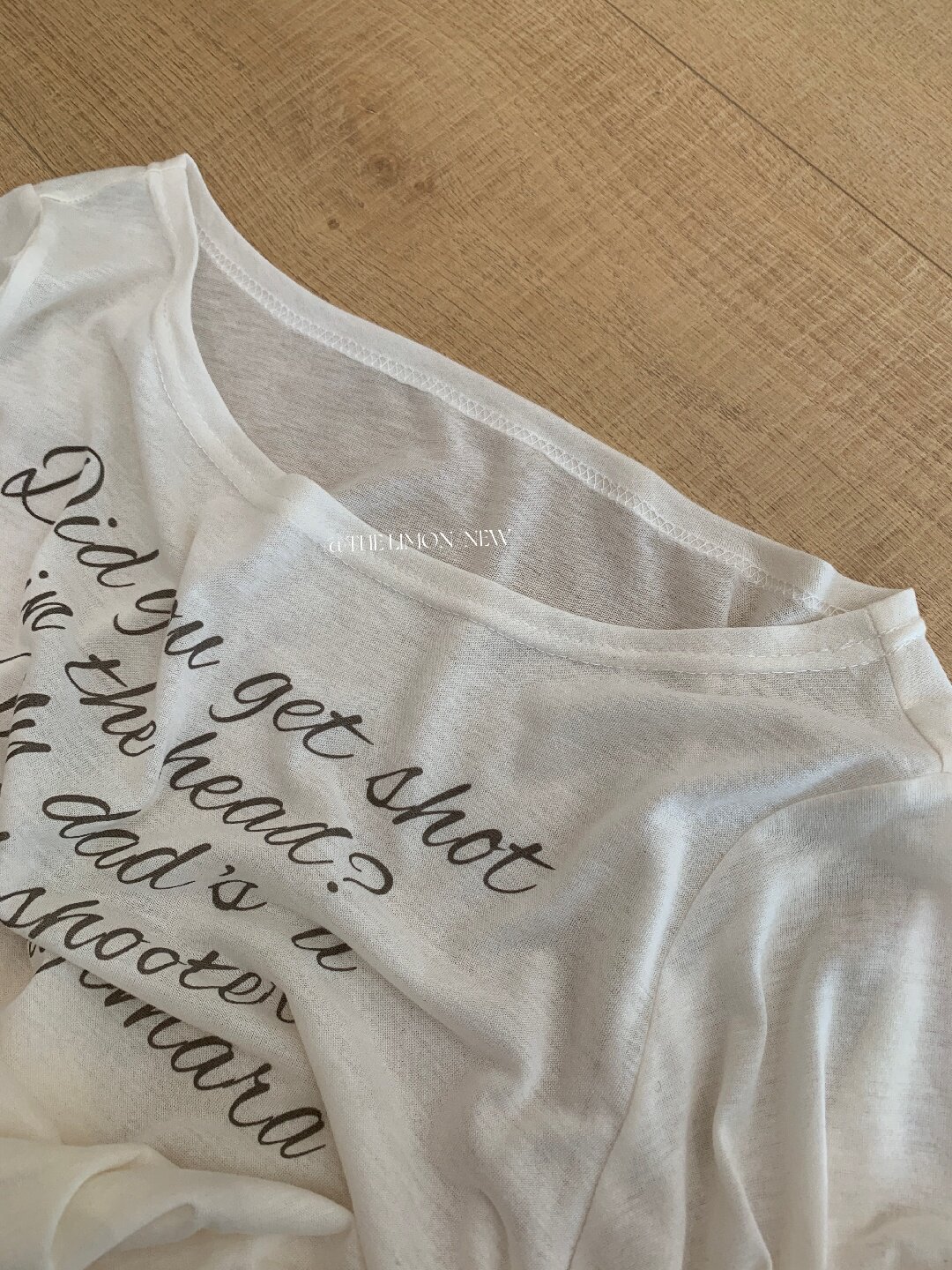 Áo thun nữ tay dài cổ tròn in chữ, phong cách Hàn Quốc, chất liệu cotton thoáng mát — màu đen, màu trắng, màu xám, màu vàng chi tiết 85