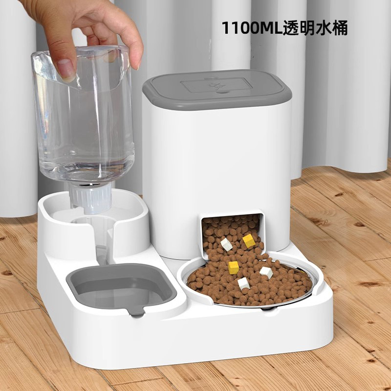 Automatic Cat Food Feeder with Water Dispenser Double Bowl Pet Water Circulation Cat Dish Dog Dish Eco-Friendly Plastic_voghion.com