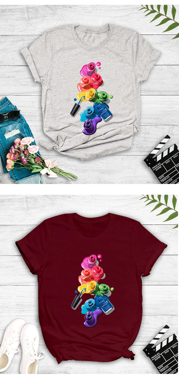 color nail polish printing T-shirt  NSYIC58792