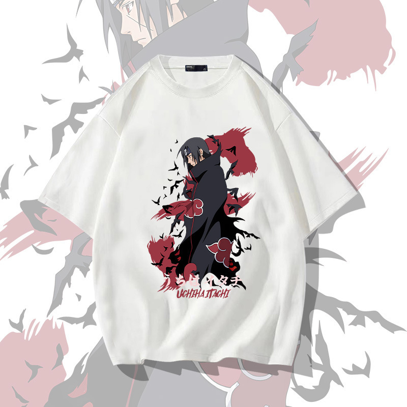 Japanese Anime Naruto Yuzhi Pure Cotton Short-sleeved T-shirt Men's Summer Youth Loose Half-sleeved Top