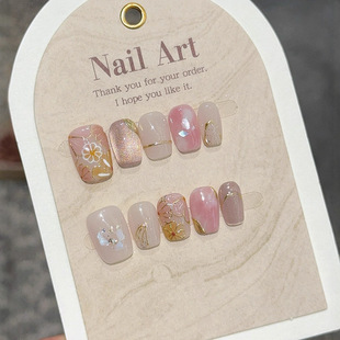 Gold Powder Is the Best, Pink Gold Color Pure Hand-Painted Enamel Cat Eye Whitening Pure Handmade Wearable Nails High Quality Wholesale