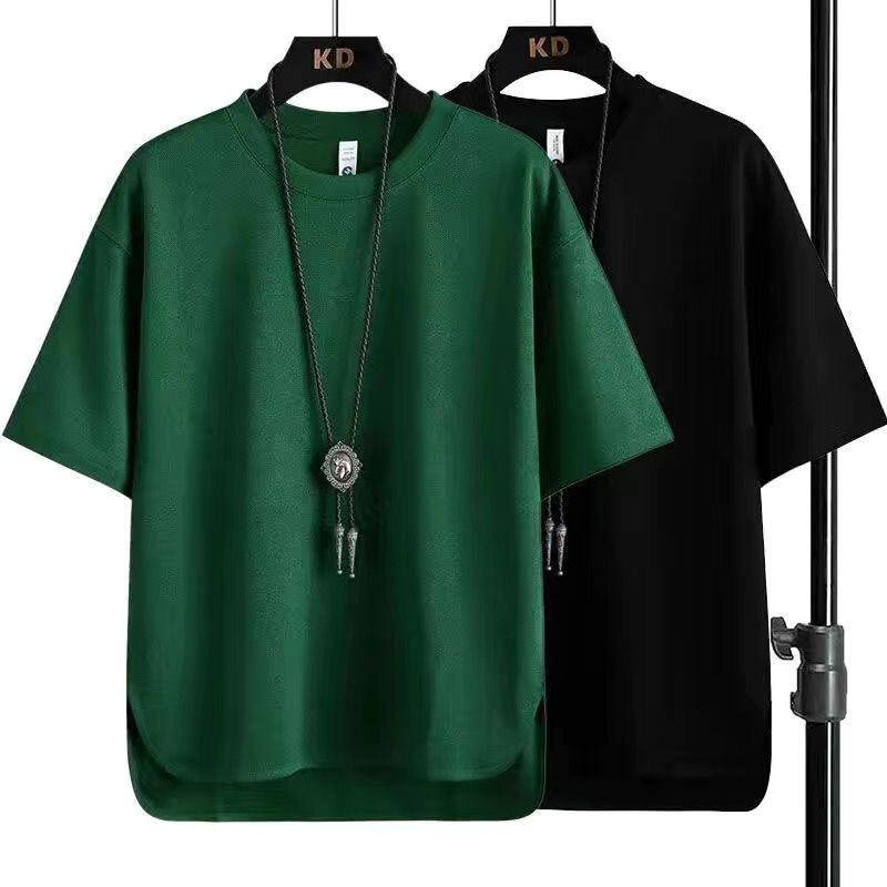thin Ice Silk Short-sleeved t-shirt for Men in Summer Simple Pure Color t-shirt Loose and Versatile Slimming Look trendyy Bottoming Half-sleeved