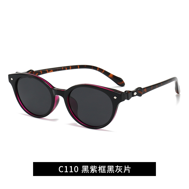 Y2K辣妹时尚街拍米钉复古椭圆TR偏光太阳镜欧美户外防晒跨境墨镜