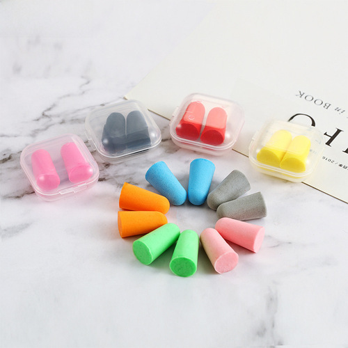 Slow rebound sponge soundproof earplugs Noise-proof box packed earplugs Bullet head noise reduction silent sleep earplugs wholesale