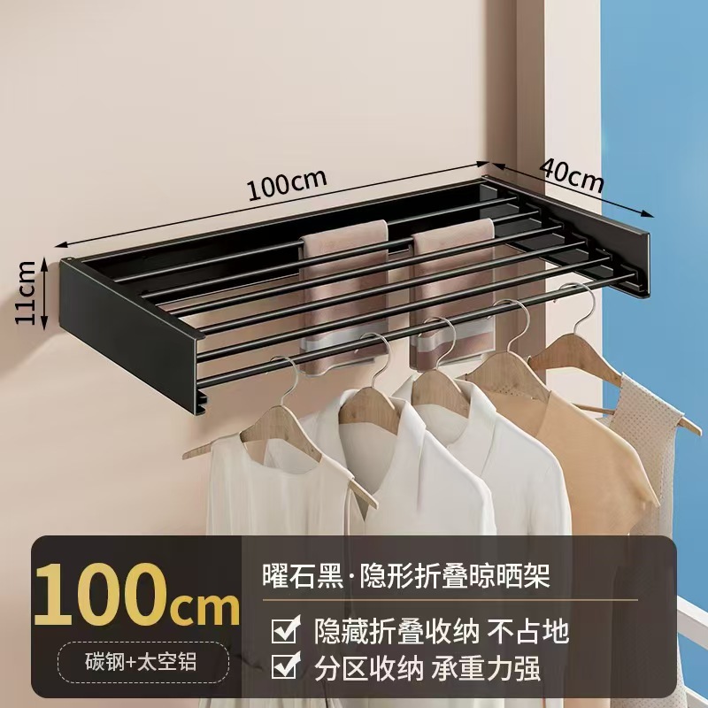 숨겨진 빨래 건조대 - 100CM 검정색 튜브