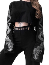 T 76341 Dark Dragon Print Crop Hoodie �������� �羳ŷ��