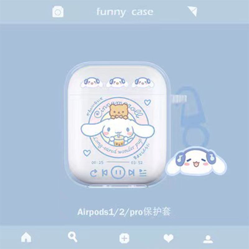 Estuche para auriculares Bluetooth con diseño de dibujos animados, estilo Ins, funda blanda transparente con diseño de perro Pacha, estuche portátil inalámbrico con diseño de perro.