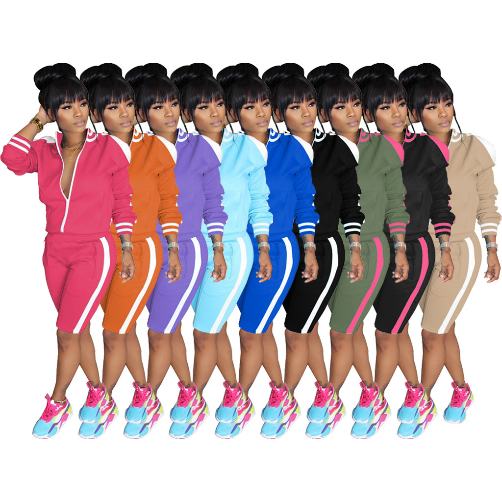 W8088 European and American Women's Summer Off-The-Shoulder Sports Two-Piece Fashion Hot-Selling Suit