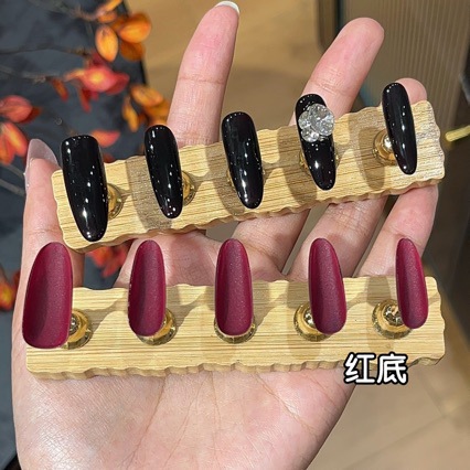 【黑萝莉】桃汐里高级气质感黑面酒红底精品K9堆钻轻奢显白穿戴甲