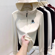 专柜撤回～剪标专柜半拉链德绒连帽卫衣春女秋冬设计感加绒外套