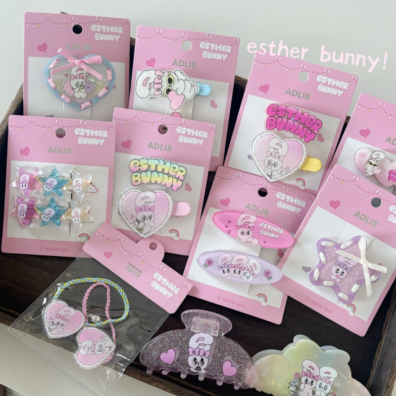 South Korea Joint Aisle Hairpin Rabbit Cartoon Cute Girl Rubber Tendon Bracelet Sweet Hair Scratch Shark Clip Hair Accessories