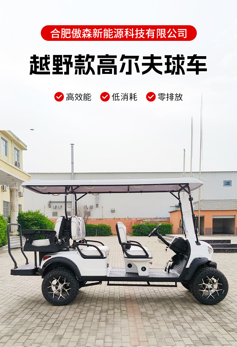Electric Golf Cart for Tourist Attractions, Beach Off-Road Golf Cart, Four-Wheel Sightseeing Tourist Vehicle