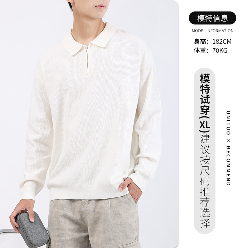 男装男士毛衣秋款polo马球针织衫轻奢高级感商务休闲长袖半拉链男|undefined