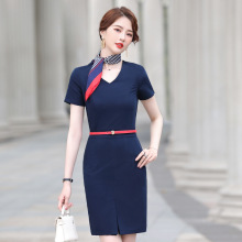 轻熟连衣裙气质女2020夏新款时尚韩版短袖收腰一步裙子职业工作服