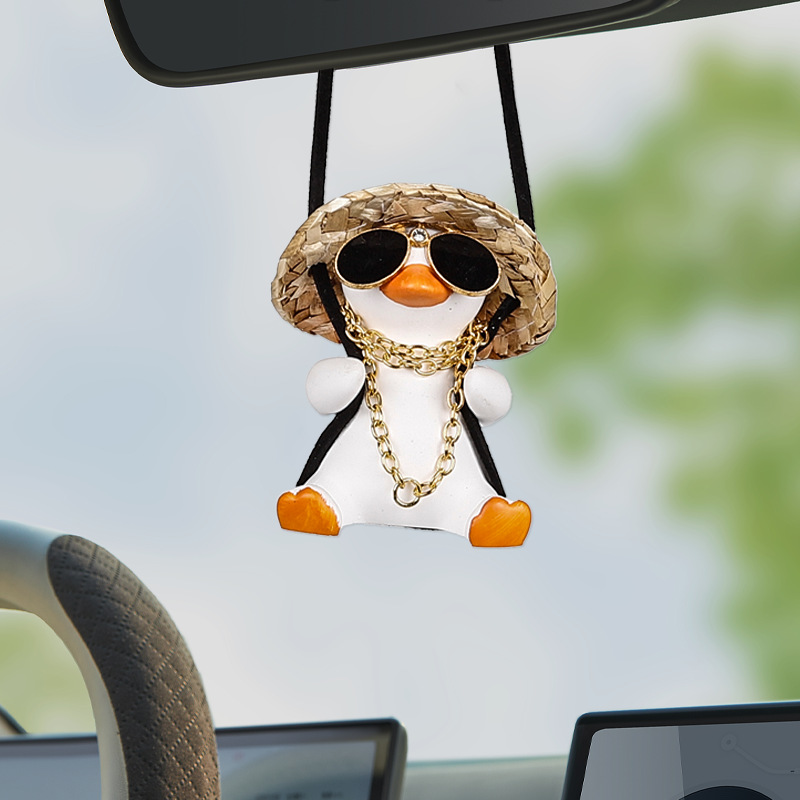 Cross-Border Car Hanging Ornaments, Car Interior Decoration, Trendy Swing Duck Hanging Decorations, Aromatherapy Car Accessories, Car Hangings